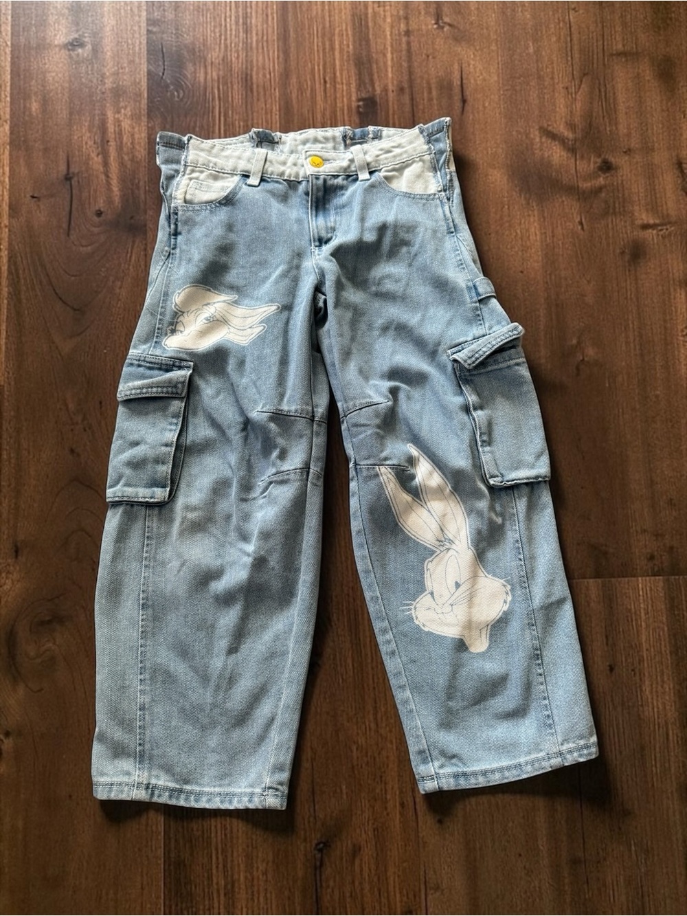 Justice Looney Tunes Bugs Bunny Tweety Girls Size 8 Baggy Cargo Jeans
